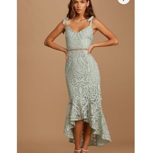 NWOT Lulus Won Your Heart Sage Green Lace Midi Dress